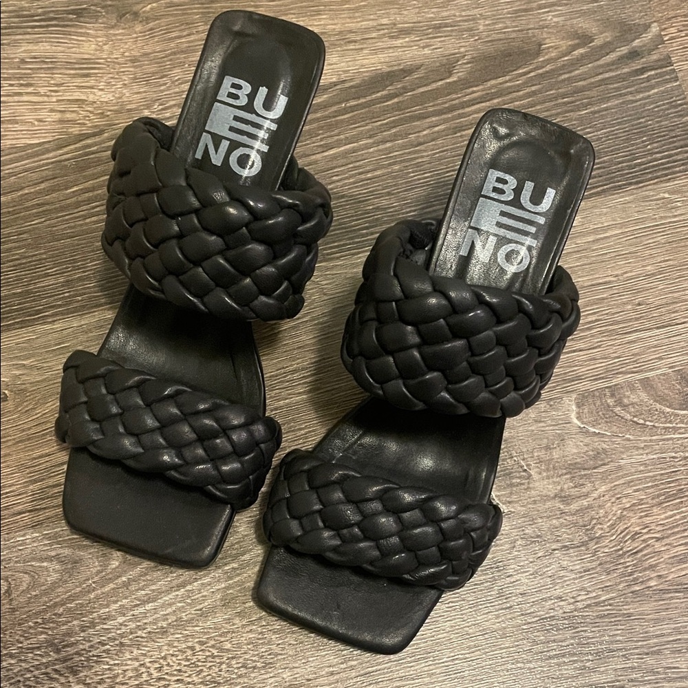 Bueno Black Braided Slide Sandals